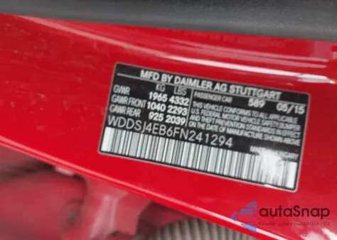 2015 Mercedes-Benz Cla 250 from USA, damaged, VIN WDDSJ4EB6FN241294